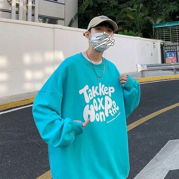 

men's hoodies & sweatshirts o-neck oversize sweatshirt y2k men ins spring autumn loose clothes 2021 streetwear harajuku clothing, Black