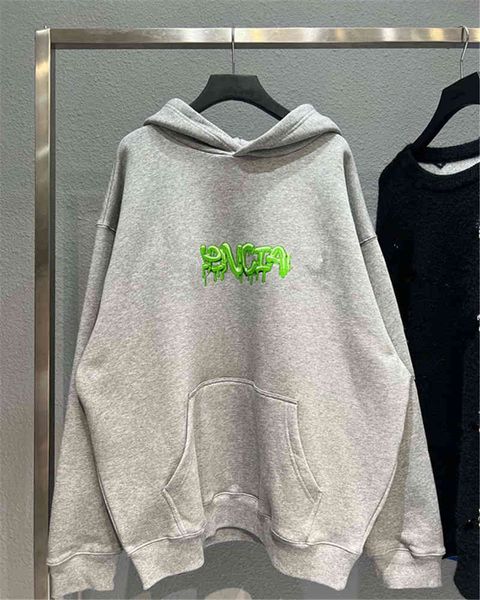 

men's hoodies & sweatshirts high version 21fw autumn and winter genuine graffiti english alphabet printing couple paris fleece hoodie b, Black