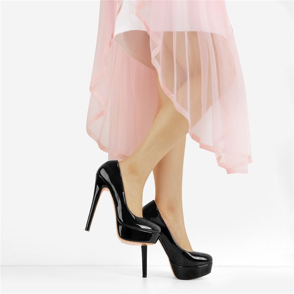 

sandals women's platform thin heels stiletto 16cm high heel solid color wedding party pumps plus size us15, Black