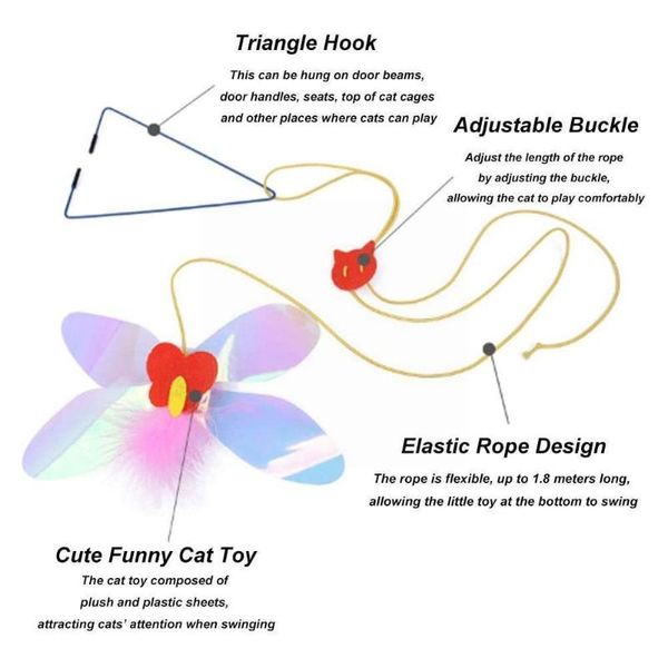 

cat toys adjustable door window hanging mouse interactive cats mice butterflys flutter teaser self palying pet for ki f8f6