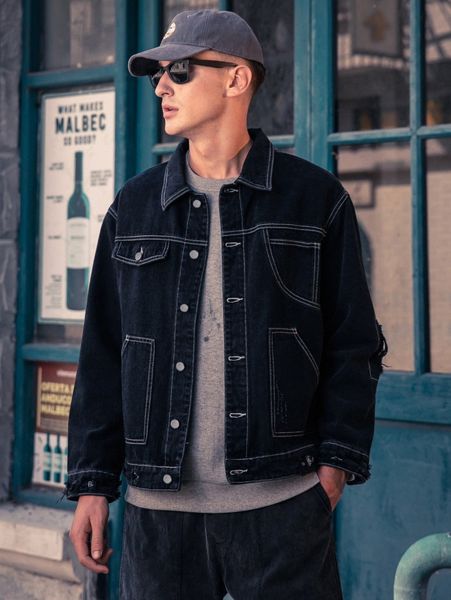 

men stitching ripped frayed cat scratch denim jacket 0755#, Blue