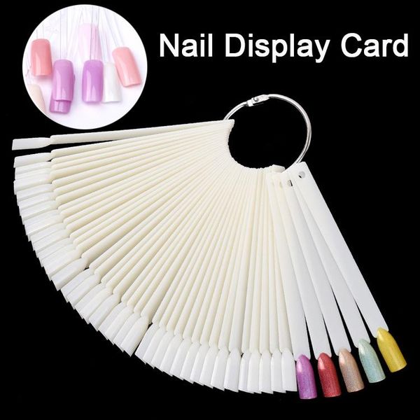 

false nails 50 tips/set natural nail tips polish palette art practice fan color sticker display card painting tools, Red;gold