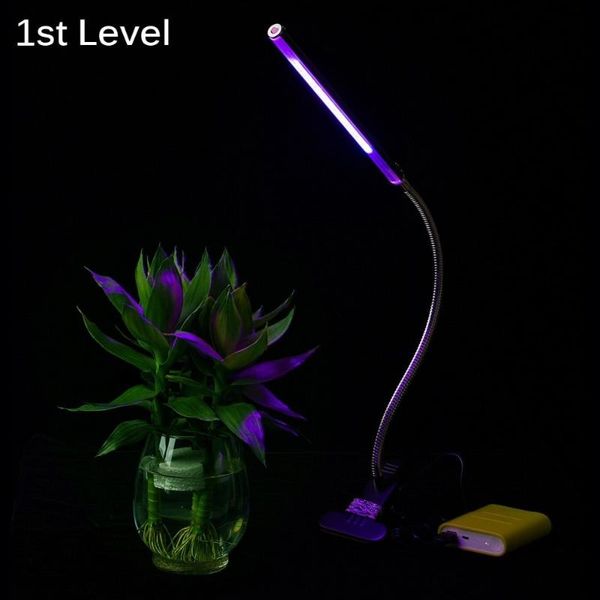 

led grow light 5w adjustable 3 level red & blue dimmable clip desk lights lamp bulb clamp flexible gooseneck