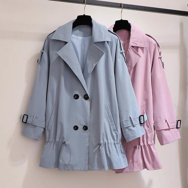 

women's trench coats female trench coat plus bust 157cm 6xl 7xl 8xl 9xl 10xl casual lapel short female pink colour bnqq, Tan;black