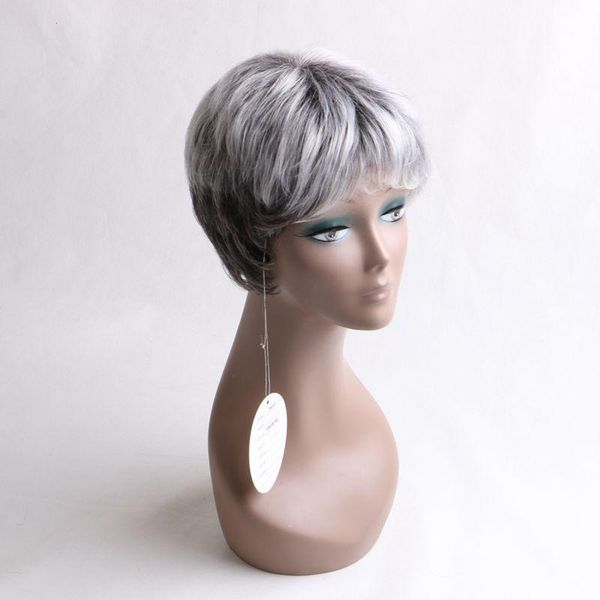 

synthetic wigs luxury for braiding heat resistant fiber 10" short ombre grey color high temperature, Black
