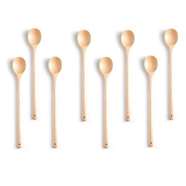 

spoons 8 pcs wooden mixing spoon long handle soup suitable for kitchen and cooking