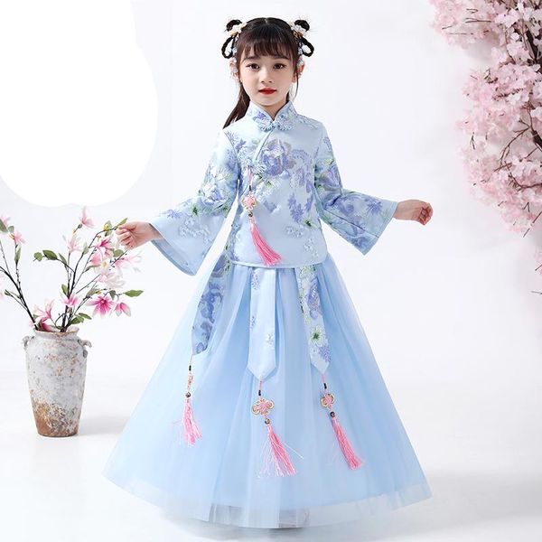 

girl's han fu chinese style embroidery flower girl dress for wedding party evening birthday dresses baby graduation ethnic clothing, Red
