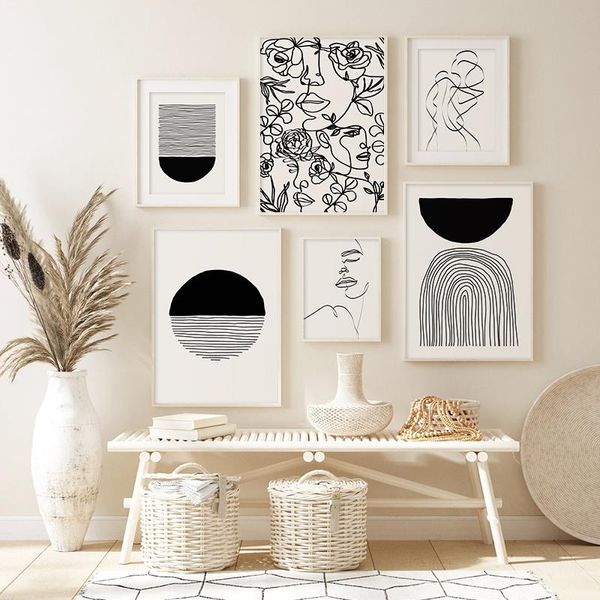 

paintings modern minimalist line beige poster mid century wall art canvas print abstract painting boho pictures for living room home decor