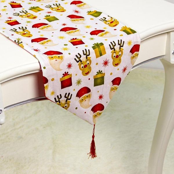 

table cloth christmas decoration fabric double layer polyester cotton 35*180cm printing runner r3d3