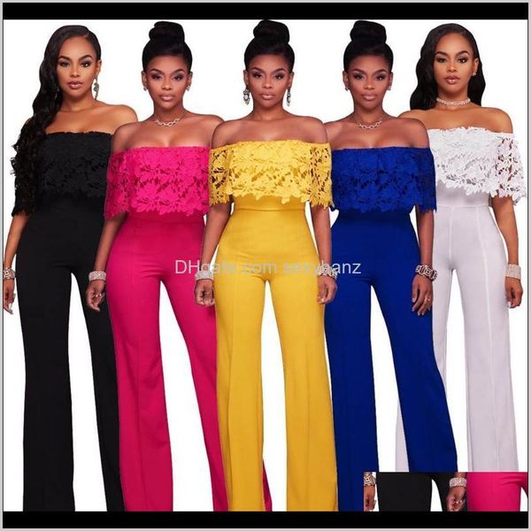

& rompers womens clothing apparel drop delivery 2021 edressu lace jumpsuits strapless summer playsuit off shoulder black white blue body