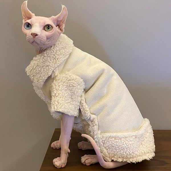 

cat costumes winter sphynx clothes thick warm lamb fur deerskin for sphinx kitten fashion quilt jacket coat sphinksu clothing