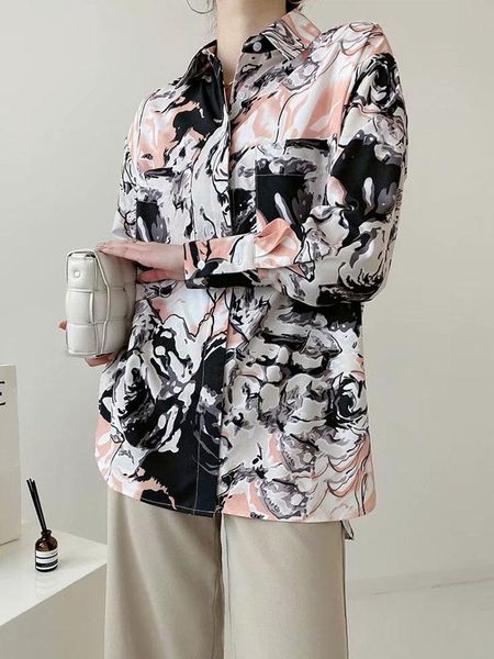 

women's blouses & shirts 2021 spring fashion casual black print long sleeve sweatshirt women shirt, White