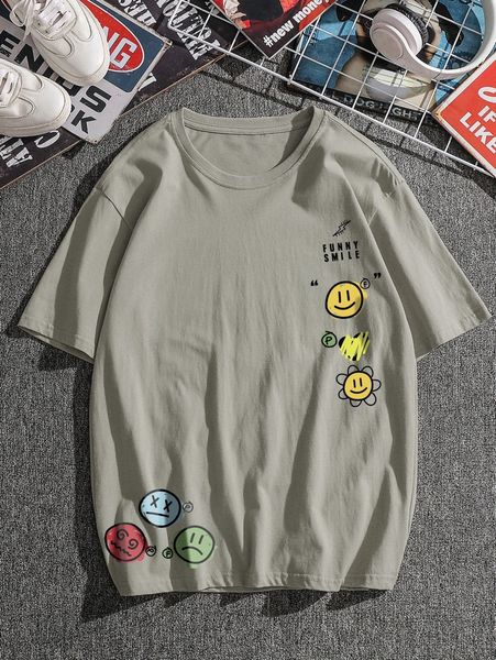 

men cartoon and letter graphic tee 62ek#, White;black