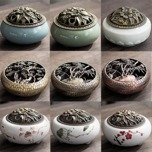 

fragrance lamps economical vintage ceramic censer smoking flow incense holder gift decoration for home office room ds99