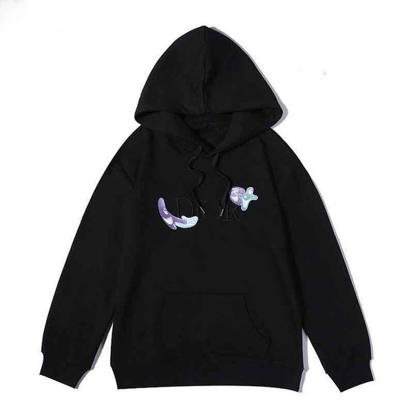 

embroidery hooded sweatshirt men women couple hoodies fashion casual high street hiphop outwear m-xxl, Black