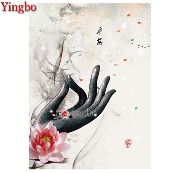 

diamond painting full square/round drill diy zen buddha hand lotus embroidery beads cross stitch kits 5d home decor gift