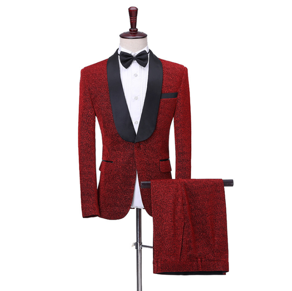 

shiny stage tuxedo men suits prom wedding blazer groom terno masculino slim fit 2 pcs jacket+pant costume homme mariage men's & blazers, White;black