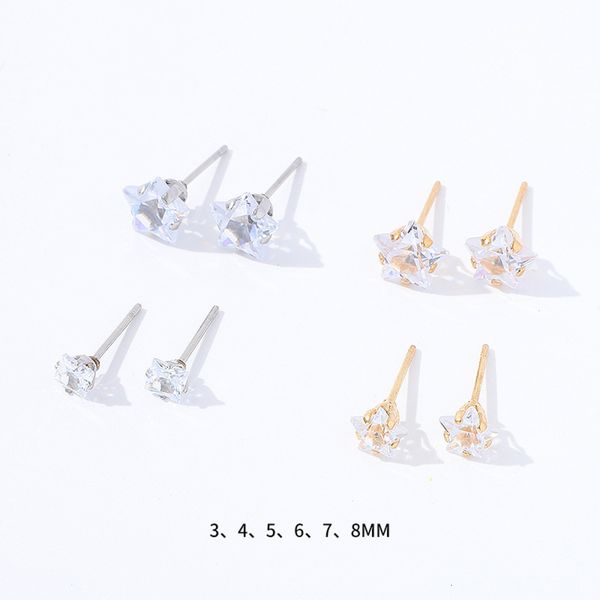 

fashionable simple pointed star shaped titanium studded earrings exquisite small earrings female