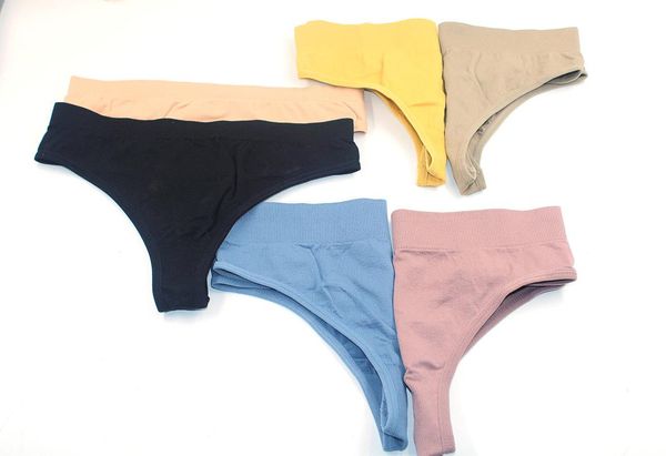 

women's panties colorful color seamless high waist thong comfortable underwear female, Black;pink