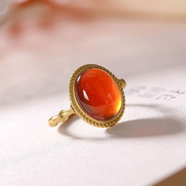 

cluster rings independent design chinese style natural bamboo joint fashion and retro opening ring elegant ladies silver jewelry, Golden;silver