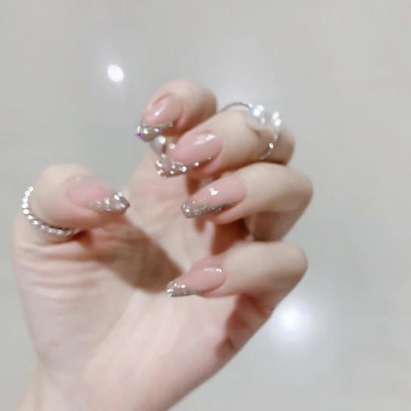 

24pcs 2ml nail sticker delicate decorative pure color pink glitter decals for personal false nails, Red;gold