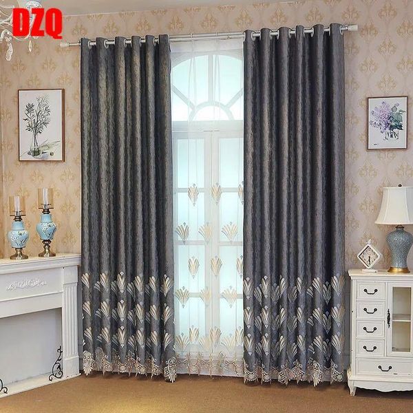 

curtain & drapes fan flower simple european water soluble embroidery shading curtains for living dining room bedroom.