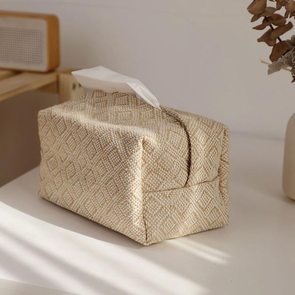 

tissue boxes & napkins beige cotton linen cloth art box cosmetic bag simple paper napkin holder for home living room dining table