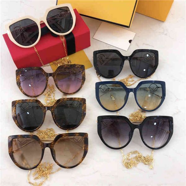 

2022 factory wholesale yangqing xiaomeng same style fashion ff0408 personalized chain cat glasses sunglasses, White;black