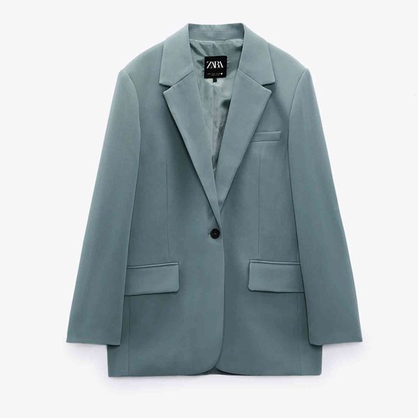

women's suits & blazers za blazer jaqueta moda feminina primavera outono solto terno chique verde casaco de escritÃ³rio senh, White;black