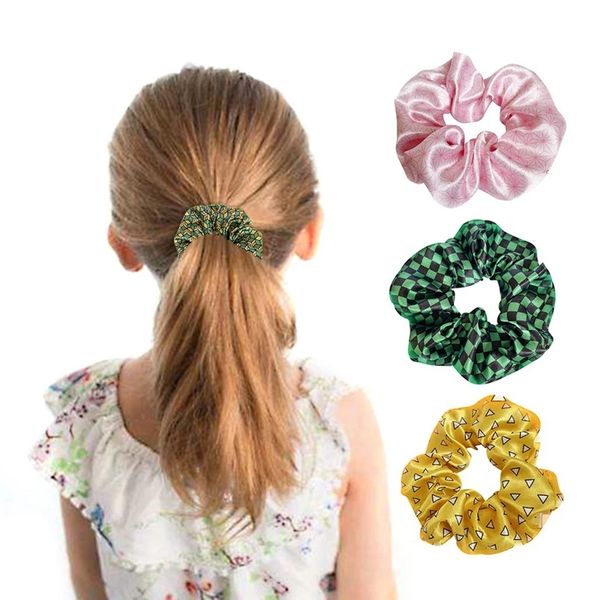 

18pcsnew japan anime scrunchie elastic hair bands demon slayer women girls headwear ponytail holder accessories, Slivery;white