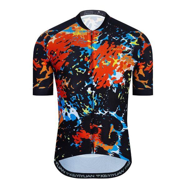 

racing jackets keyiyuan 2022 printed series mens short-sleeved cycling jersey bicycle reflective pro shirt mtb maillot cyclisme, Black;red
