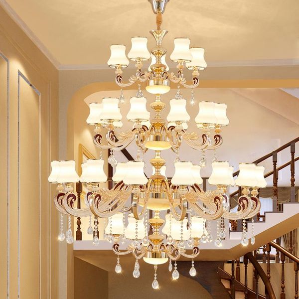 

chandeliers european style crystal chandelier duplex building living room big lighting villa stairs luxury jade lamp