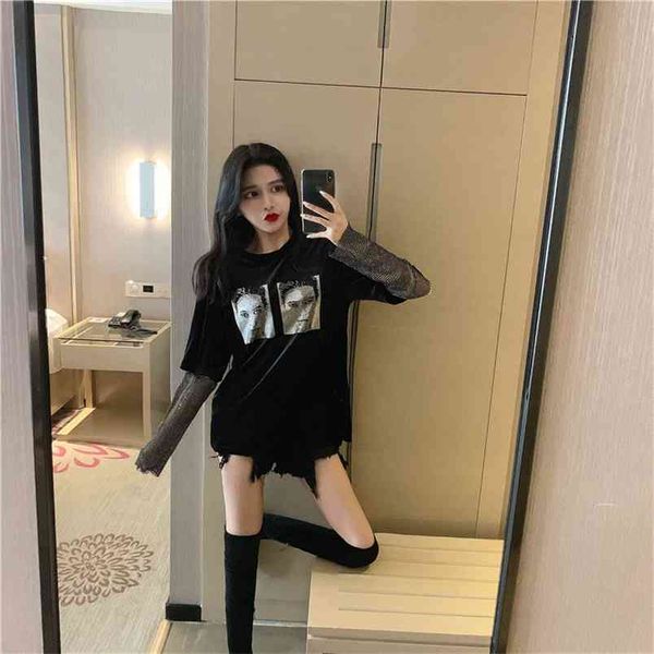 

spring autumn women's drilling stitching fake two-piece korean style velvet was thin and versatile s ll215 210506, White