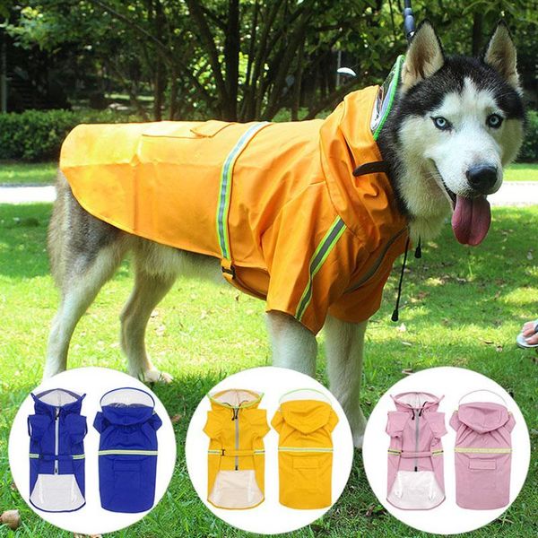 

dog apparel reflective large raincoat coat pet clothes big rain blue pink color