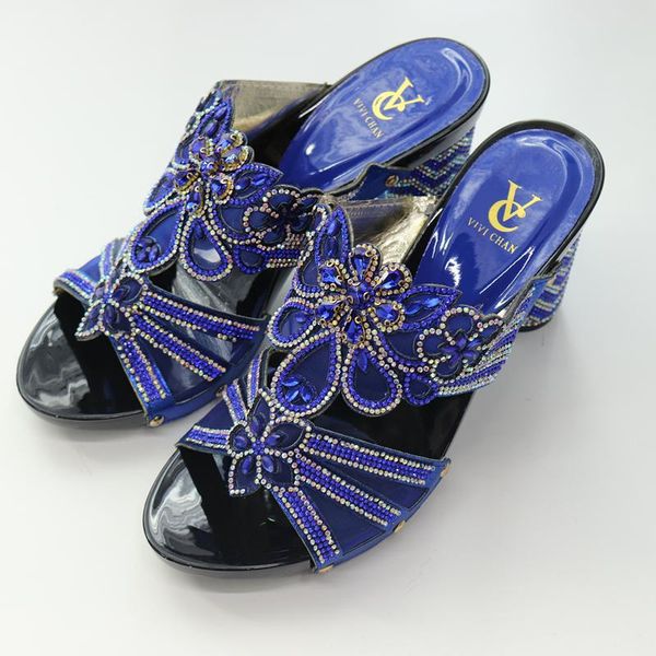 

dress shoes latest design african women decorated with rhinestone nigerian luxury sandals elegant pumps party, Black