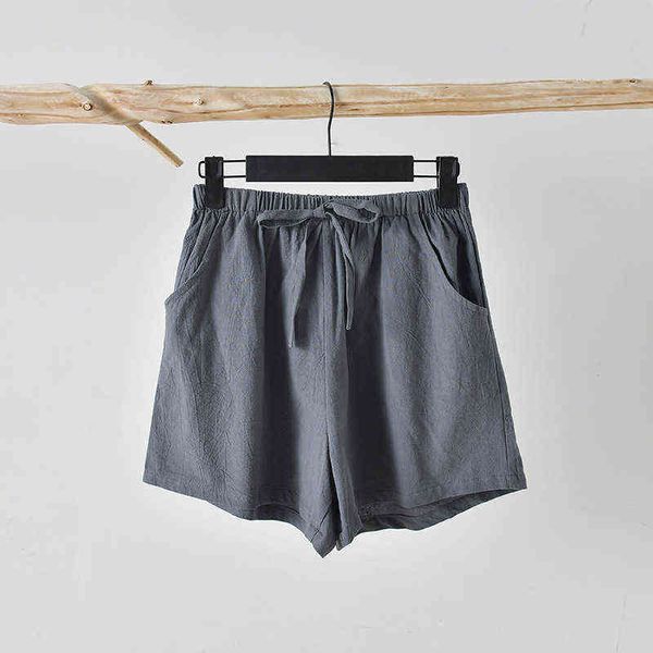 

cotton linen shorts women basic short pants mini trousers fashion bottom for teen girls plus size 2021 y220311, White;black