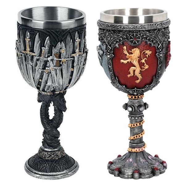

beer mugs coffee cups 3d gothic goblet iron throne tankard stainless steel resin wine glass mug fans gifts