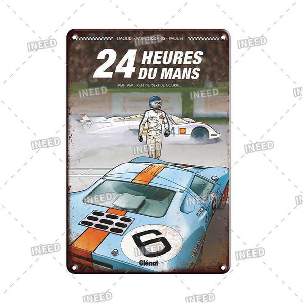 

france le 24 hour endurance race poster vintage 24 heures du mans metal tin personality road sign decor plate