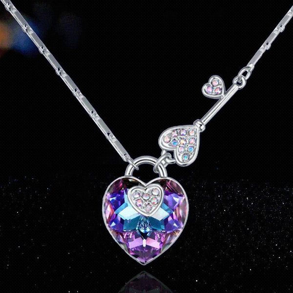 

pendant necklaces necklace for women color crystal korean temperament jewelry, Silver