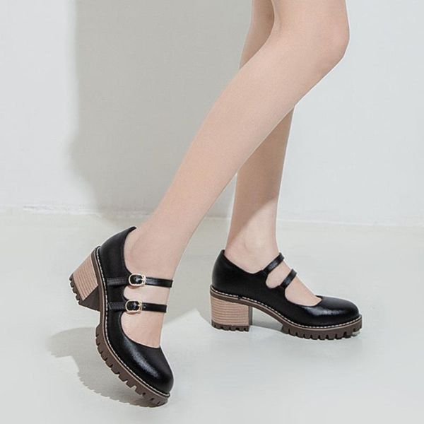 

large size 31-43 black platform cute vintage classic chunky heels lolita lovely women shoes mary janes casual pumps dress
