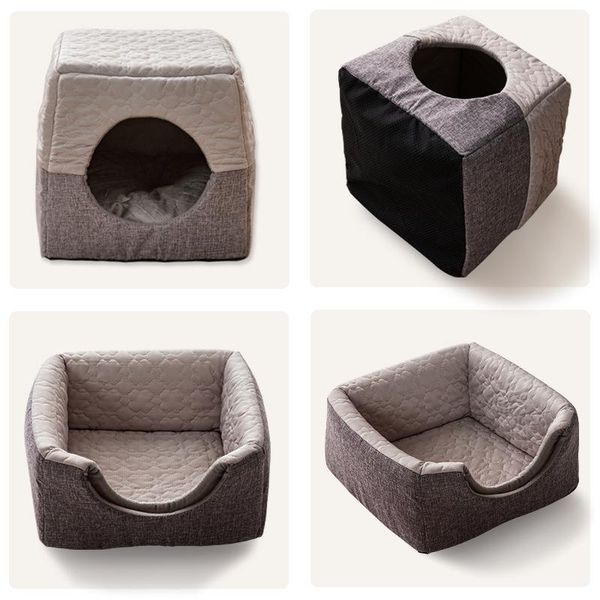 

cat beds & furniture cats bed 2021 product warm winter cool summer house small dog pet semi-enclosed available all seasons
