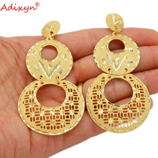 

adixyn ethiopian dubai arab earrings 24k gold color earrings for women girls wedding jewelry earring gift n02021, Golden;silver