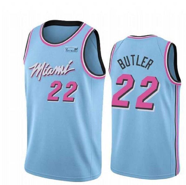 

basketball men dwyane 3 wade jimmy 22 butler jerseys tyler 14 herro bam 13 ado 55 robinson 2020-21 pink bule white city jersey, Black;red