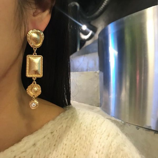 

clip-on & screw back 2021 vintage long pearl statement earrings for women exaggerated ear clip without piercing kolczyki kupe, Silver