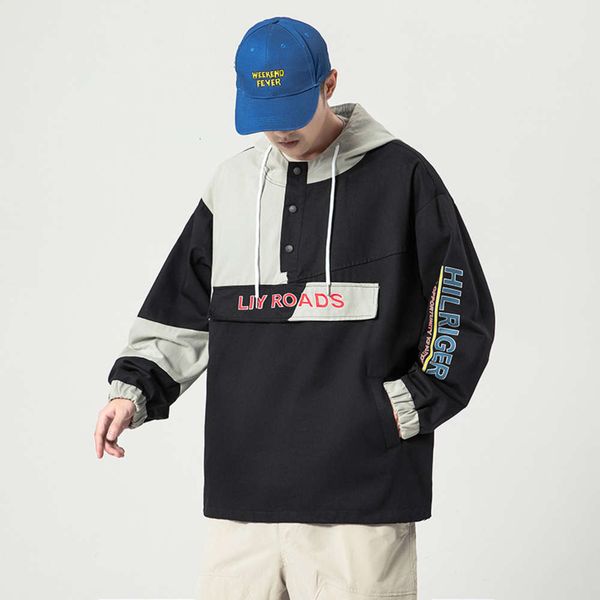 

men's hoodies & sweatshirts sweater autumn loose fitting overalls large embroidered jacket 1ulp, Black