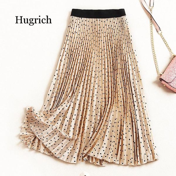 

skirts pleated women spring autumn skirt high waist print midi womens velvet maxi long femme faldas mujer, Black