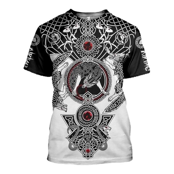 

3d t-shirt digital men's print viking tattoo short sleeve