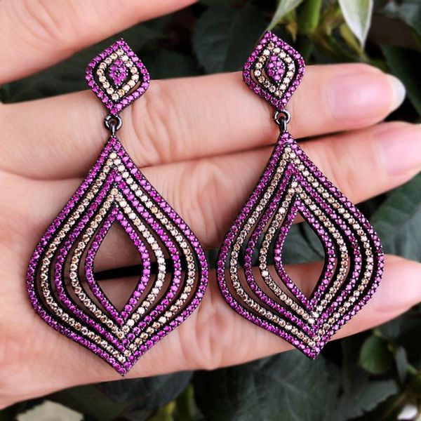 

dangle & chandelier exquisite big water drop earring micro paved 3a cubic zirconia vintage hollow out boho earrings for women fashion jewelr, Silver
