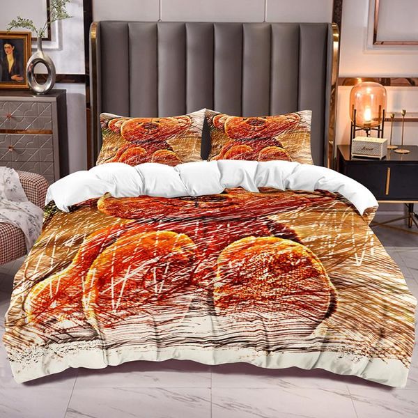 

bedding sets comforter cover with for boys girls kids duvet bear doll pattern white reverse quilt soft