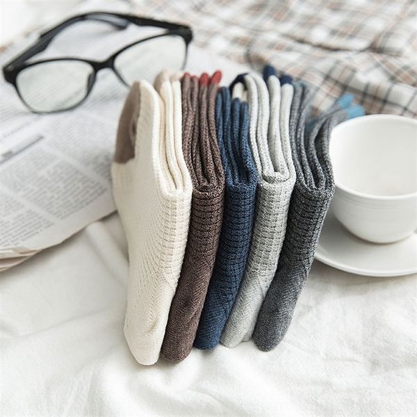 

cqgg men's middle spring and summer middle stockings stockings high street trend combed cotton high tube socks vertical bar men's, Black